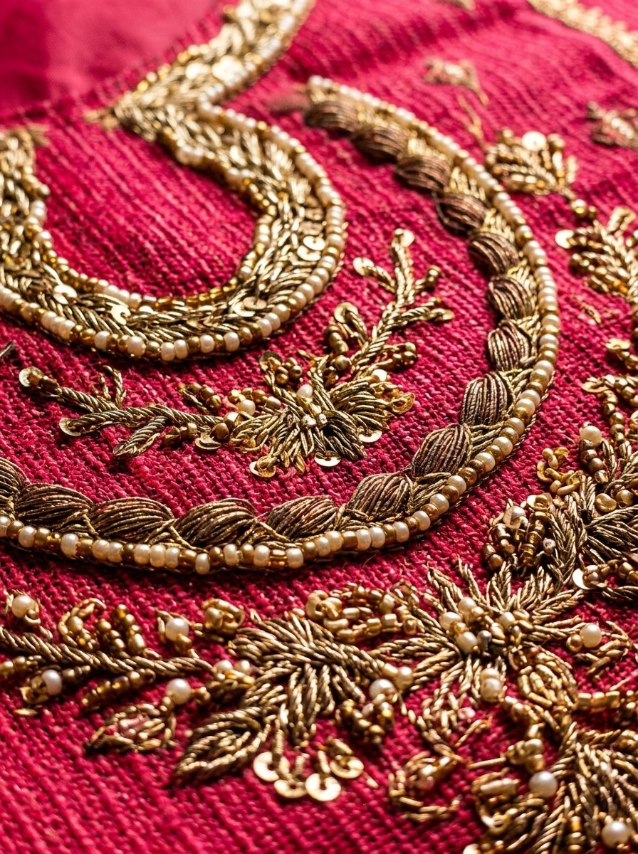 Luxury Deep Crimson Red Heavy Embroidered Winter Khaddar 3-Piece Suit – Ready to Ship Canada - Image 16