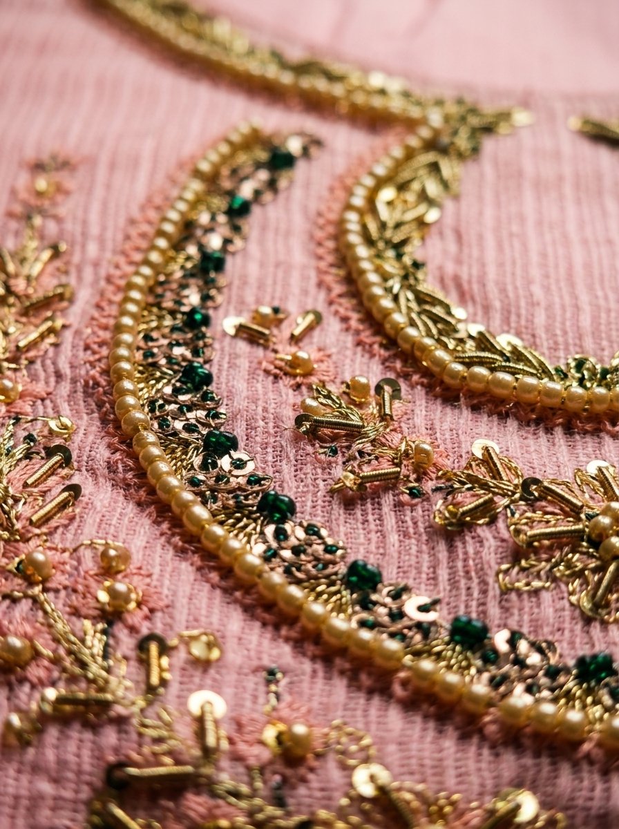 Blush Baby Pink Heavy Embroidered Winter Khaddar 3-Piece Suit – Ready to Ship Canada - Image 17