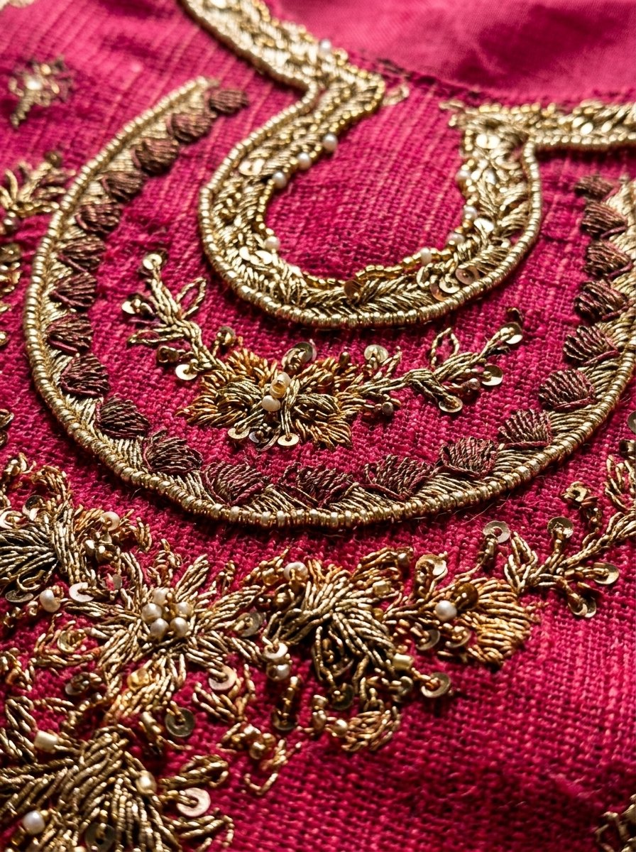 Luxury Deep Crimson Red Heavy Embroidered Winter Khaddar 3-Piece Suit – Ready to Ship Canada - Image 17