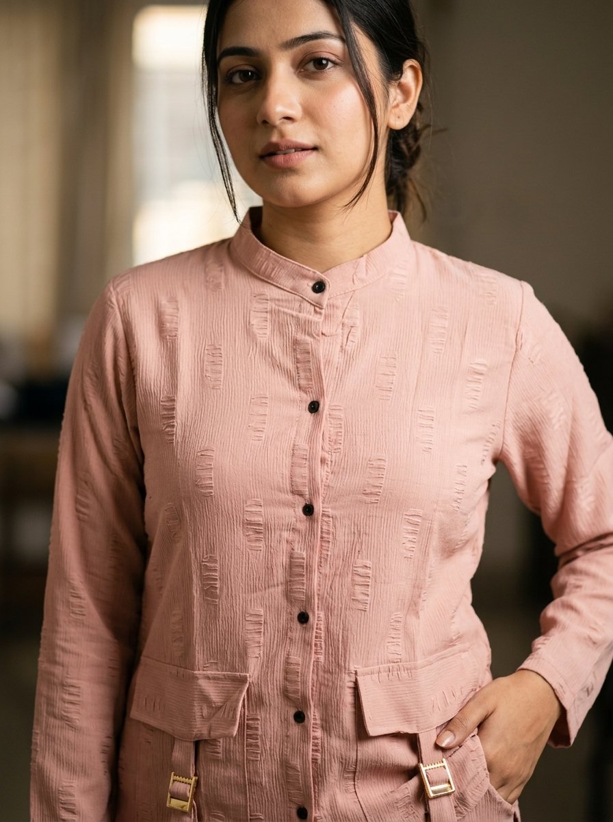 Dusty Rose Pink Structured Utility Twill Tunic & Wide Cargo Trouser 2-Piece Set – Canada