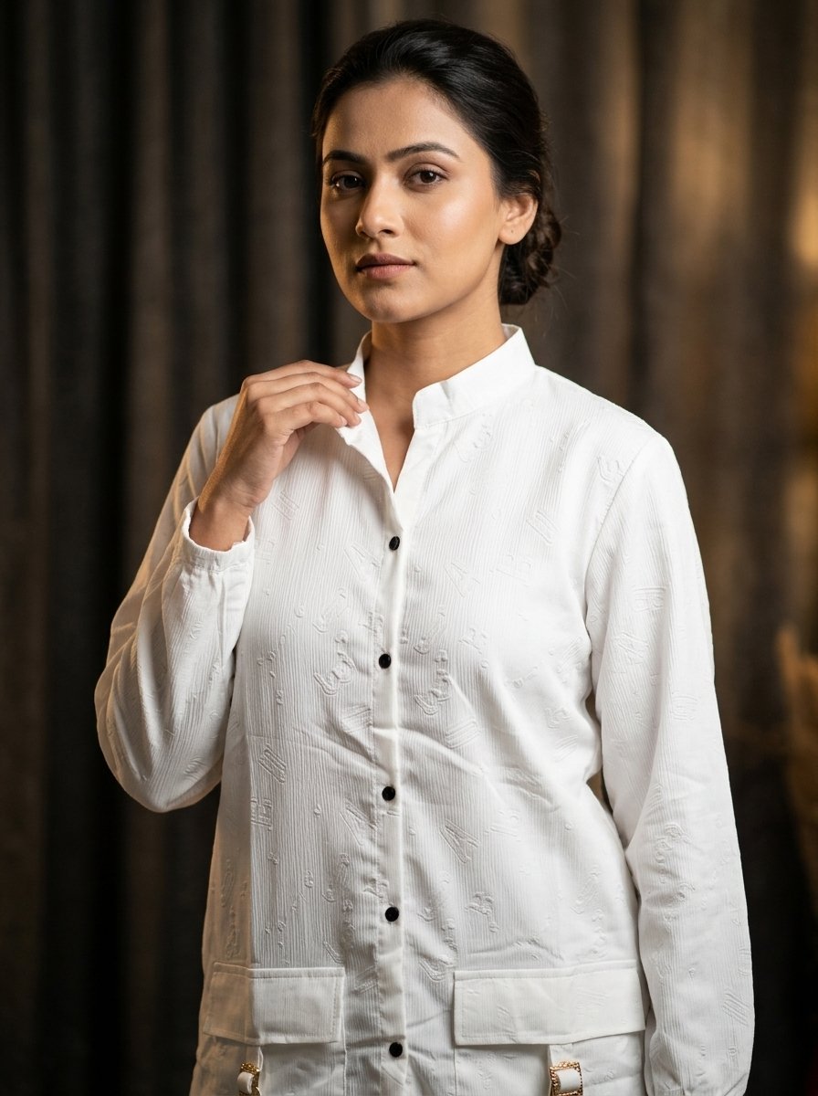 Crisp Pure White Structured Utility Twill Tunic & Wide Cargo Trouser 2-Piece Set – Canada