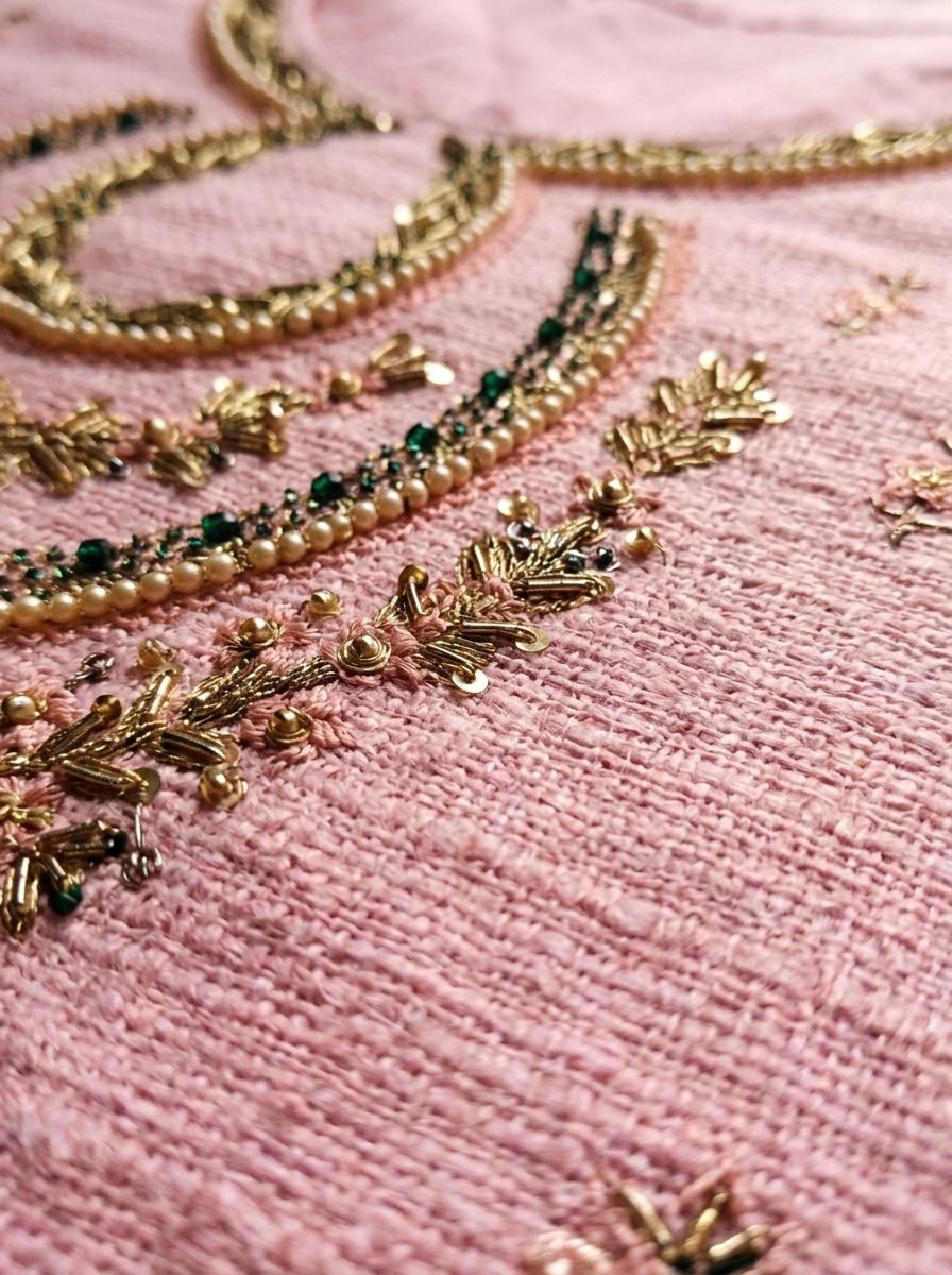 Blush Baby Pink Heavy Embroidered Winter Khaddar 3-Piece Suit – Ready to Ship Canada - Image 18