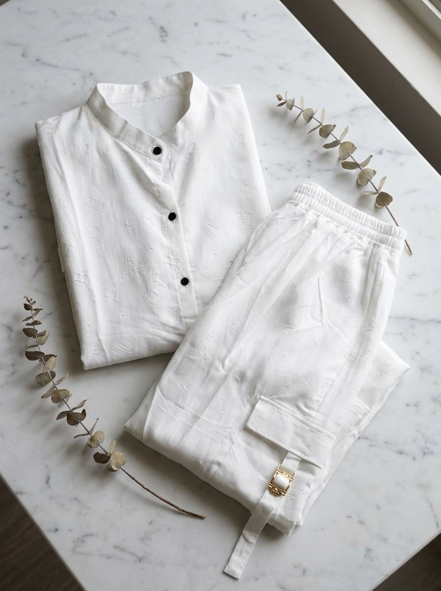 Crisp Pure White Structured Utility Twill Tunic & Wide Cargo Trouser 2-Piece Set – Canada - Image 14